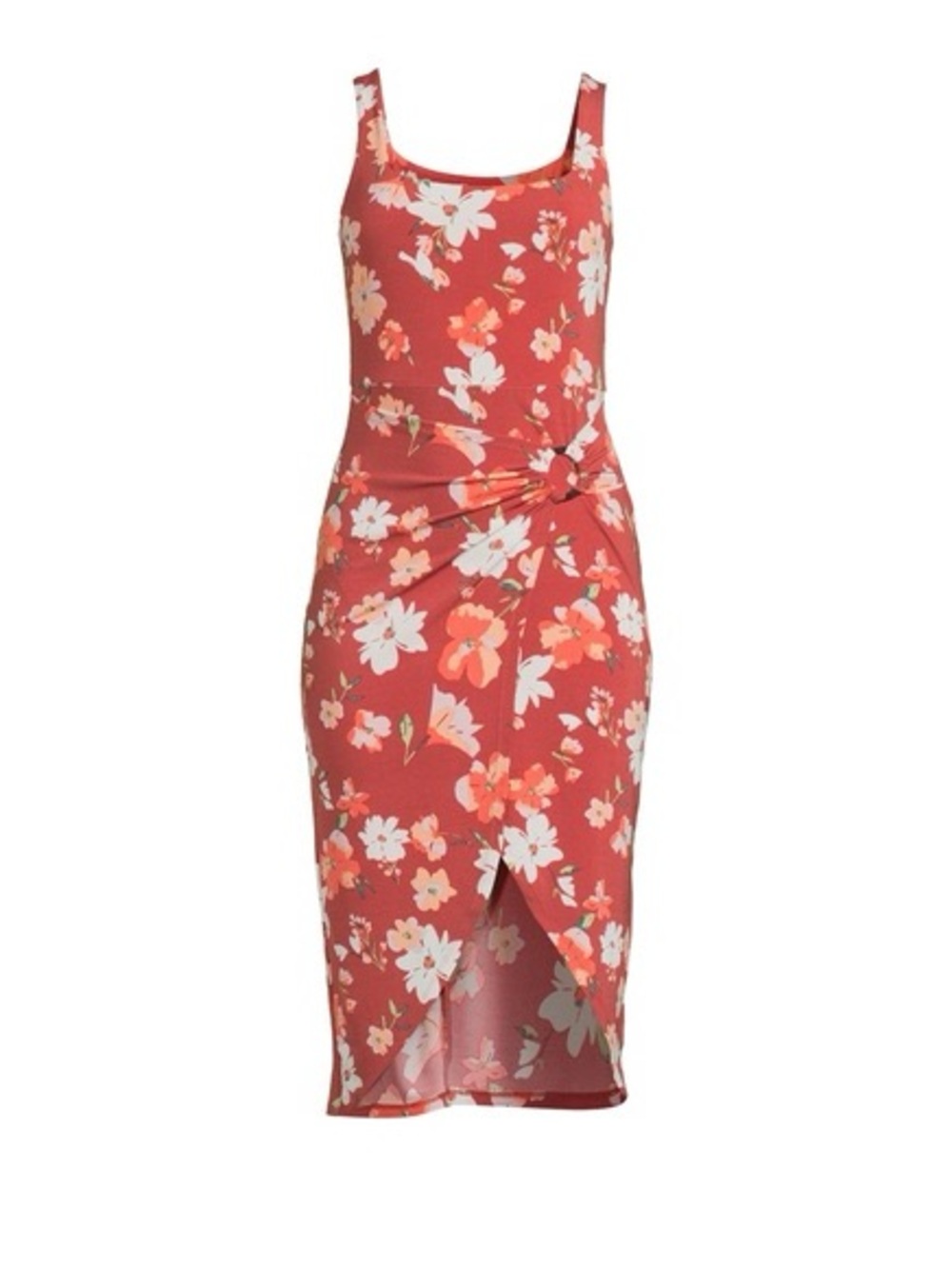 Juniors Maxi Wrap Dress Rust Red & Multi-Color Floral Size Medium